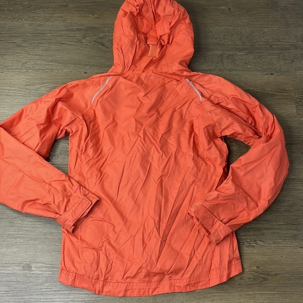 Columbia Girls Orange Pink Hooded Zip Up Windbreaker, size Girls medium